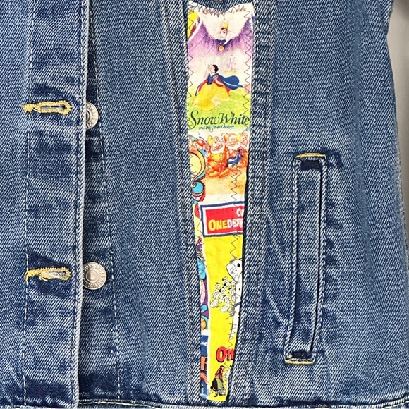 Upcycled Retro Disney Characters.  Levi Strauss, Upcycled Denim Jeans Jacket, L - Picture 5 of 10